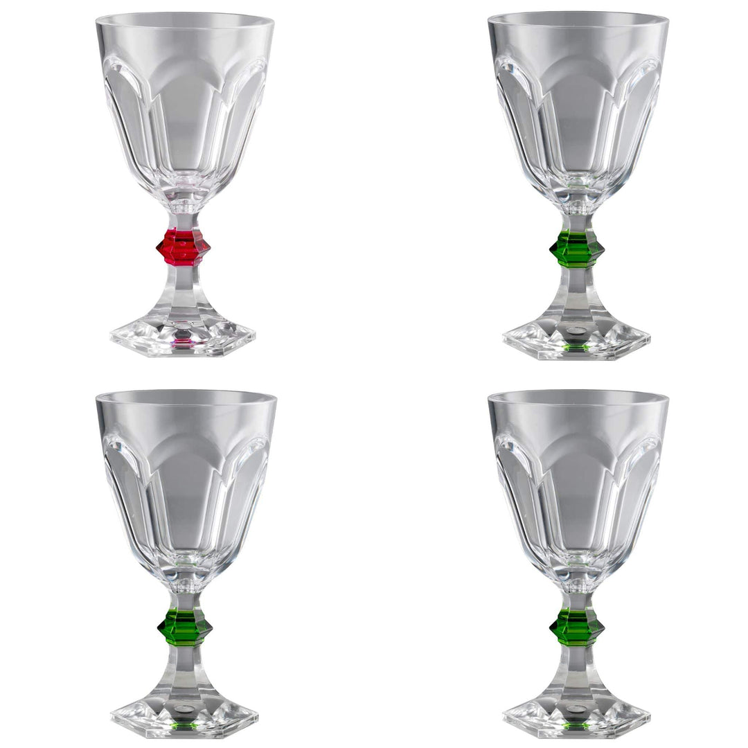 Mario Luca Giusti Goblet Mario Luca Giusti Rolling Stones Wine Glass Set of 4 - 3 Green 1 Red Brand