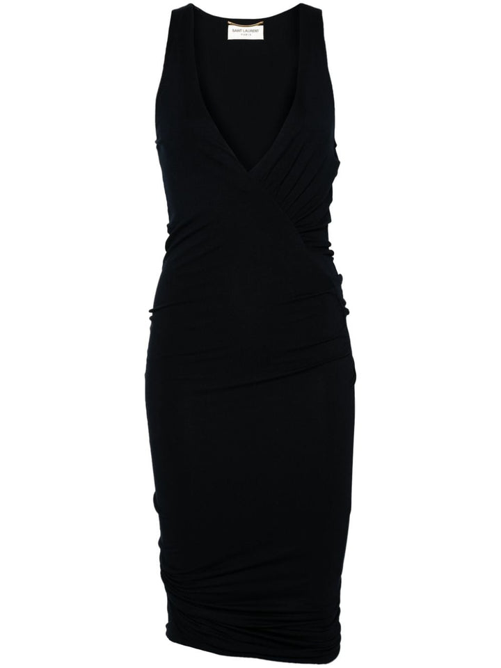 Dresses 36 Saint Laurent Black Ruched Mini Dress Brand