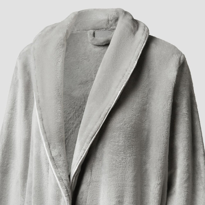 Brogo Luxe Bathrobe Dove - White Piping