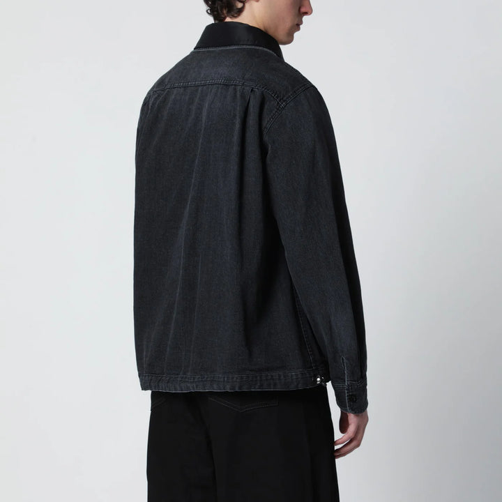 Sacai - Black denim jacket with nylon inserts