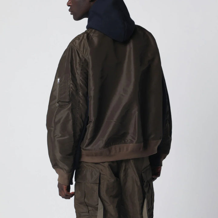 Sacai - Navy/kakhi cotton-blend hoodie
