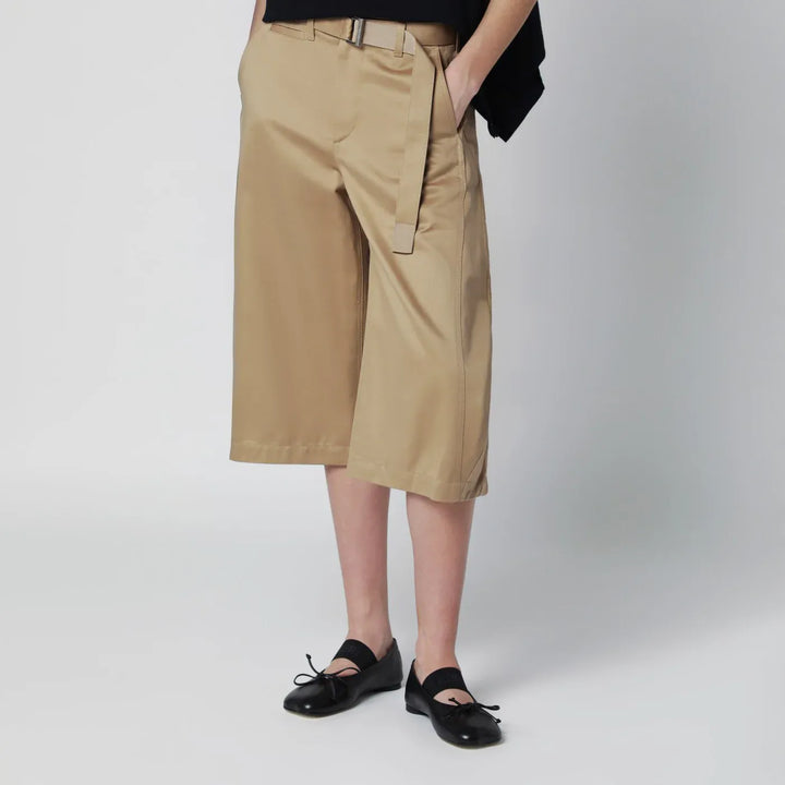 Sacai - Beige cotton chino bermuda shorts
