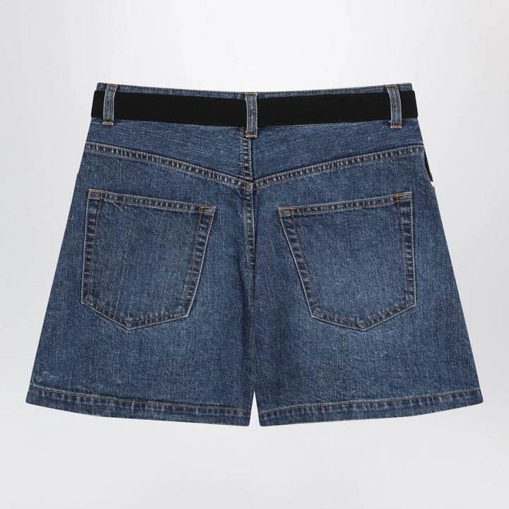 Sacai - Black wool and denim shorts