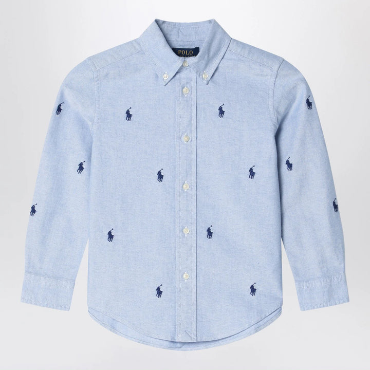 Polo Ralph Lauren - Light blue button-down shirt with logos