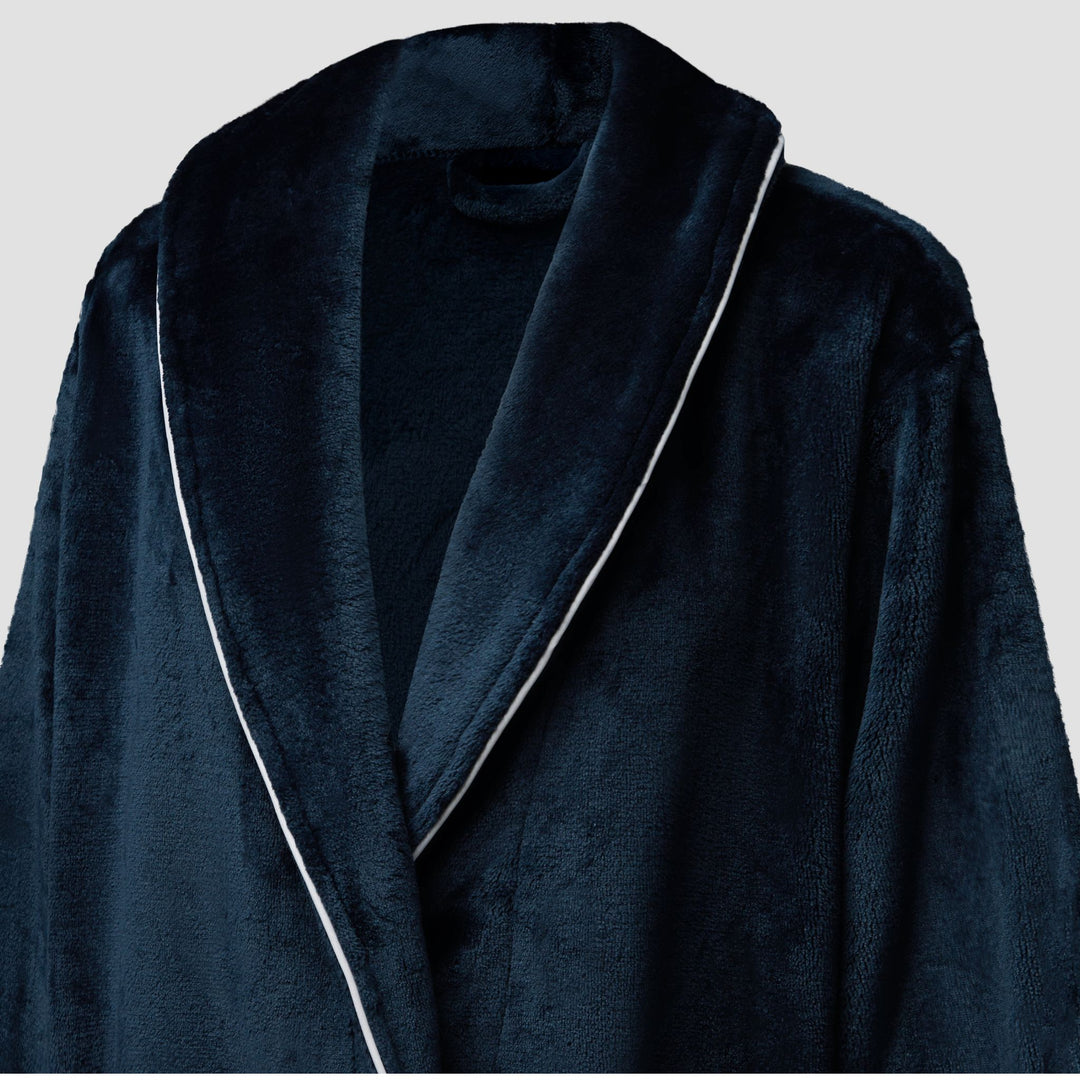 Brogo Luxe Bathrobe Ink - White Piping