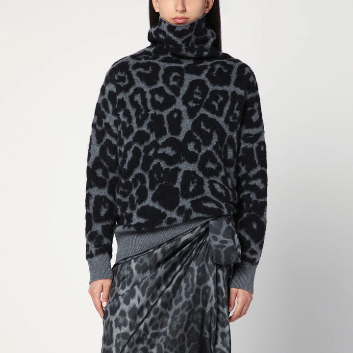 Stella McCartney - Leopard print turtleneck sweater in wool