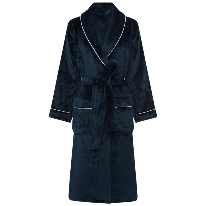 Brogo Luxe Bathrobe Ink - White Piping