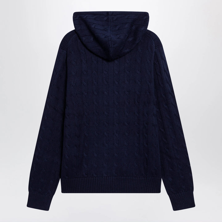 Polo Ralph Lauren - Navy blue cotton cable-knit zip-up cardigan