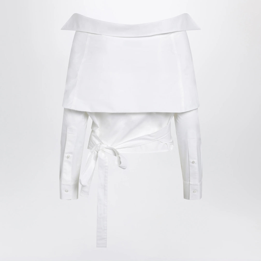 Balenciaga - White wrap shirt with off-shoulder design