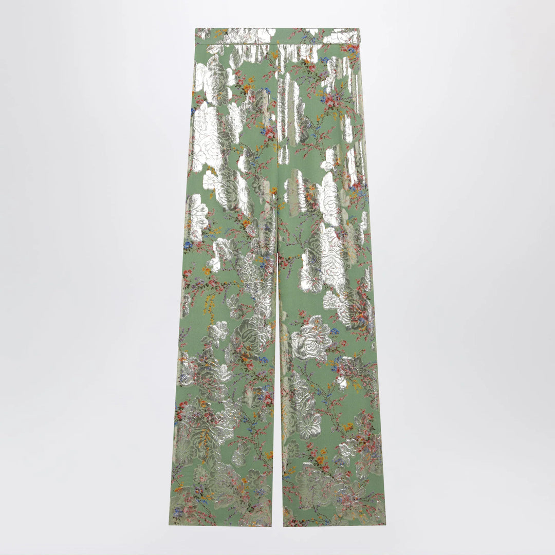 Valentino - Silk trousers with all-over print in green Brand Apparel & Accessories > Clothing > Pants 42  IT