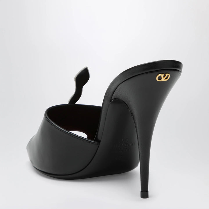 Valentino Garavani - Black Coeur Vipère slide sandals in goatskin