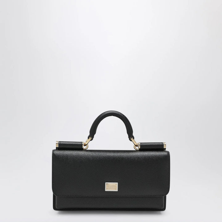 Dolce&amp;Gabbana - Mini Dauphine black leather bag with logo tag