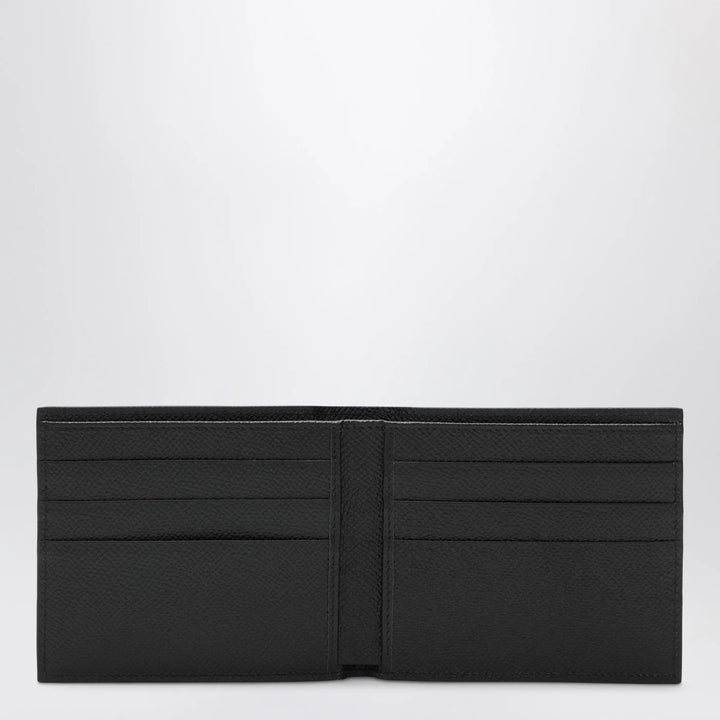 Dolce&amp;Gabbana - Black dauphine leather wallet with logo plaque