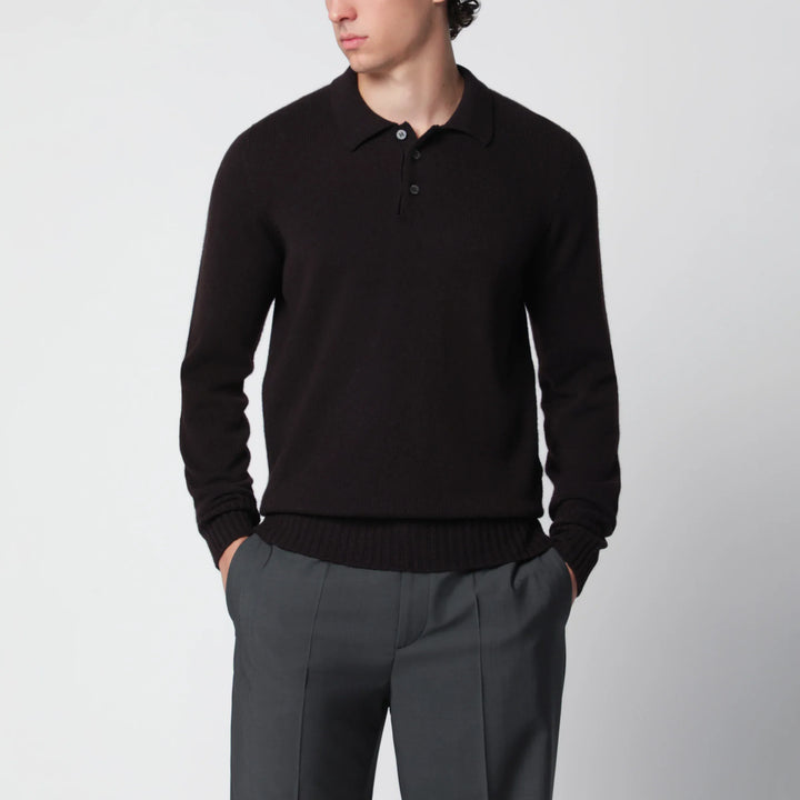 Drumohr - Brown wool polo sweater Brand Apparel &amp; Accessories > Clothing > Shirts &amp; Tops