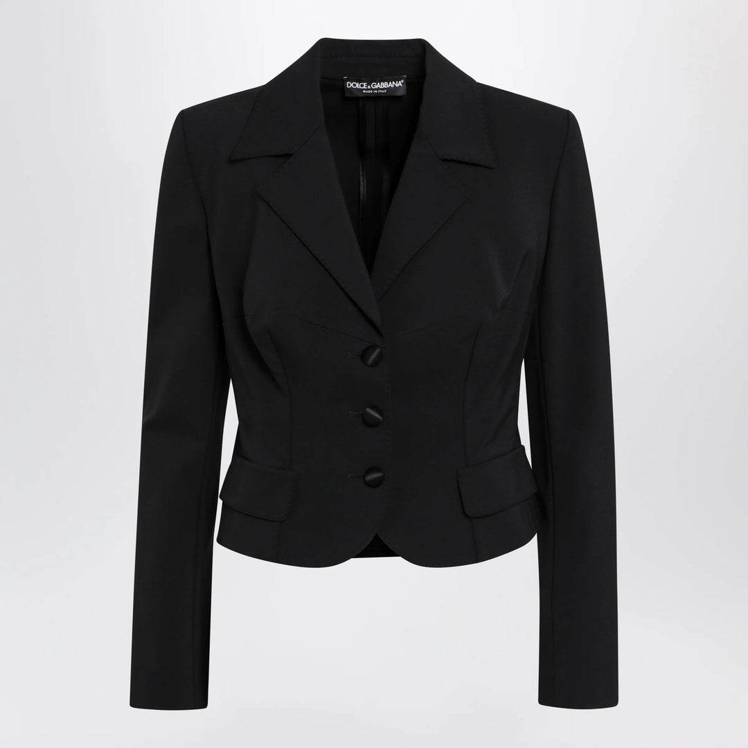 Dolce&amp;Gabbana - Short single-breasted technical cady jacket, black