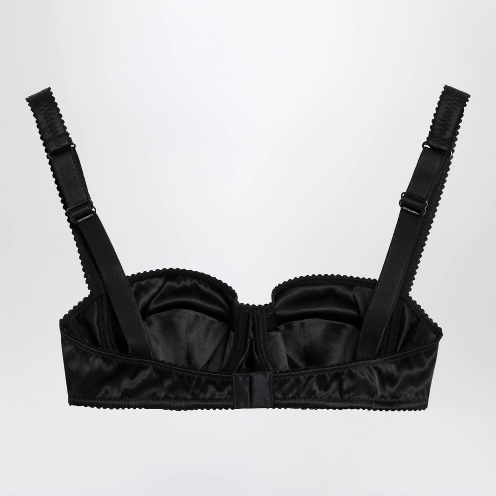 Dolce&Gabbana - Balconette bra in stretch silk satin, black Brand Apparel & Accessories
