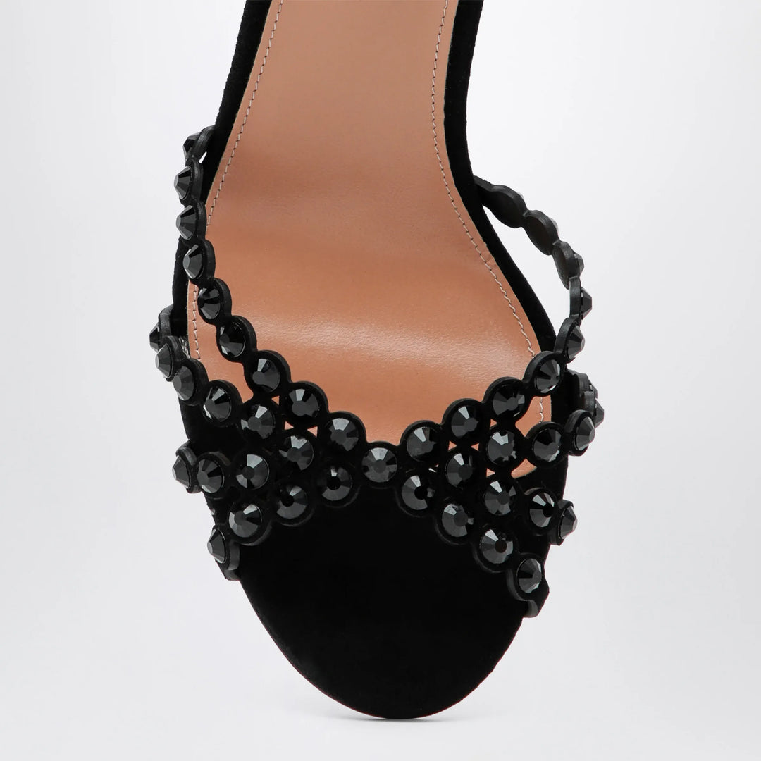 Aquazzura - Tequila black sandals in suede with crystals