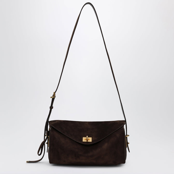 Apparel &amp; Accessories TU Balenciaga - Le 7 Medium suede calfskin shoulder bag in Moka/Ruby Brand