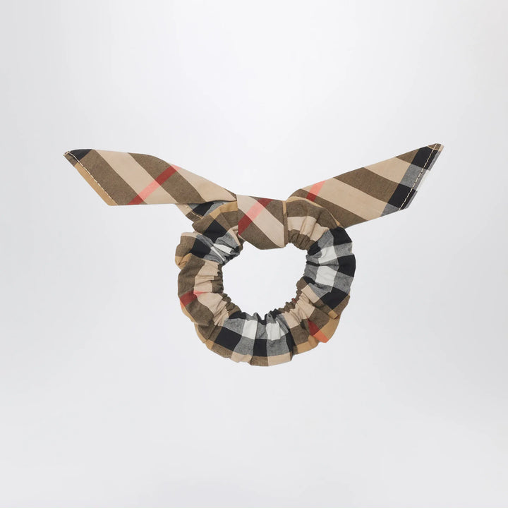 Burberry - Beige Check Pattern Cotton Scrunchies Brand Apparel &amp; Accessories TU