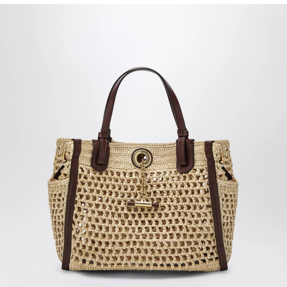 Chloé - Iconic tote bag in raffia and leather, Hot Sand Brand Apparel & Accessories TU