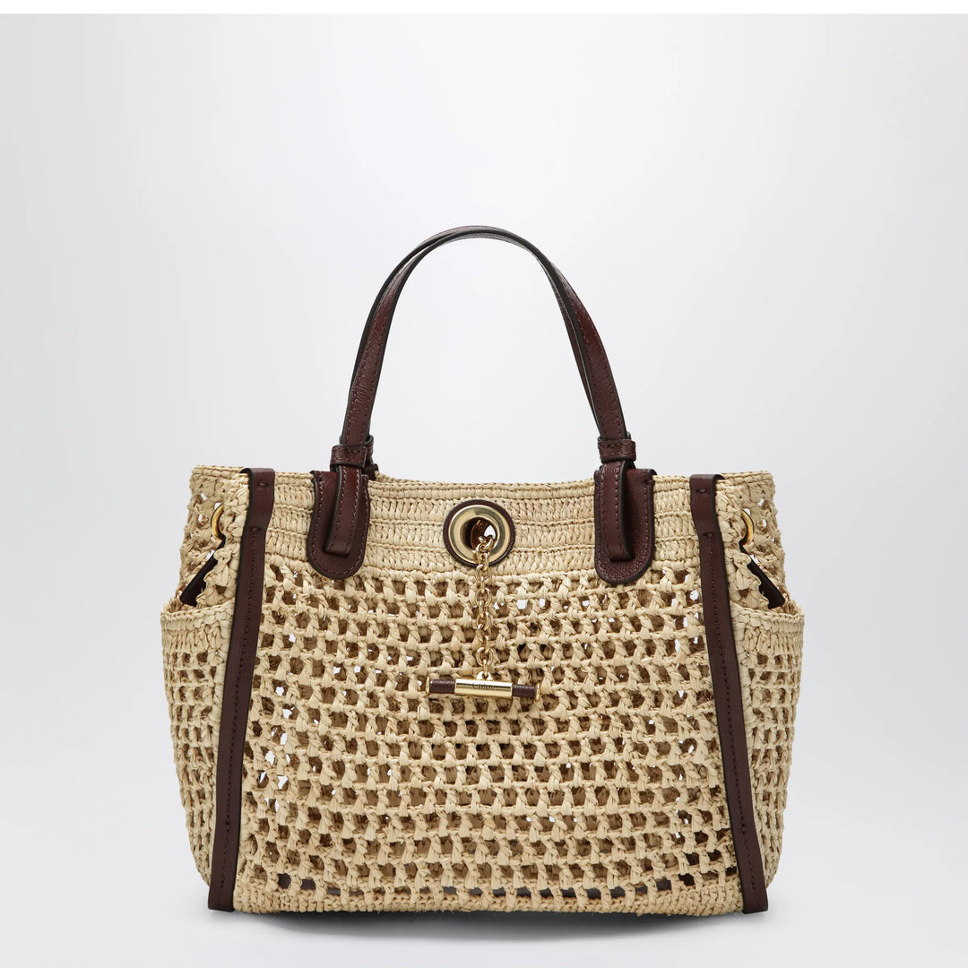 Chloé - Iconic tote bag in raffia and leather, Hot Sand Brand Apparel &amp; Accessories TU