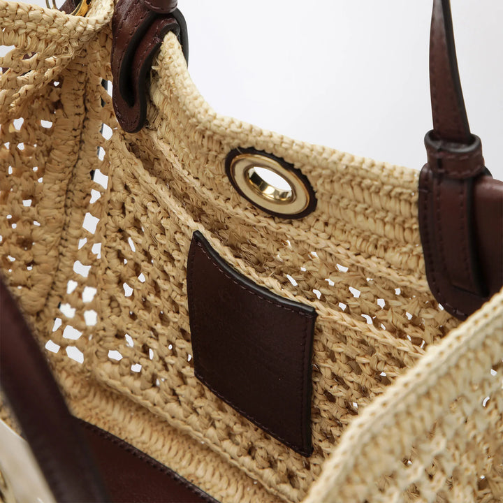 Chloé - Iconic tote bag in raffia and leather, Hot Sand Brand Apparel &amp; Accessories TU