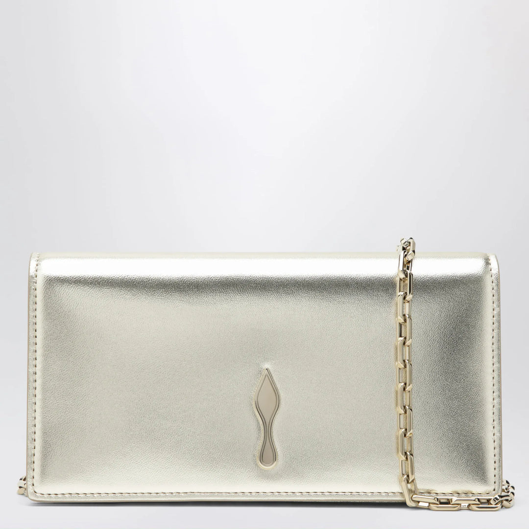 Christian Louboutin - Platinum-coloured leather clutch bag with chain Brand Apparel &amp; Accessories TU