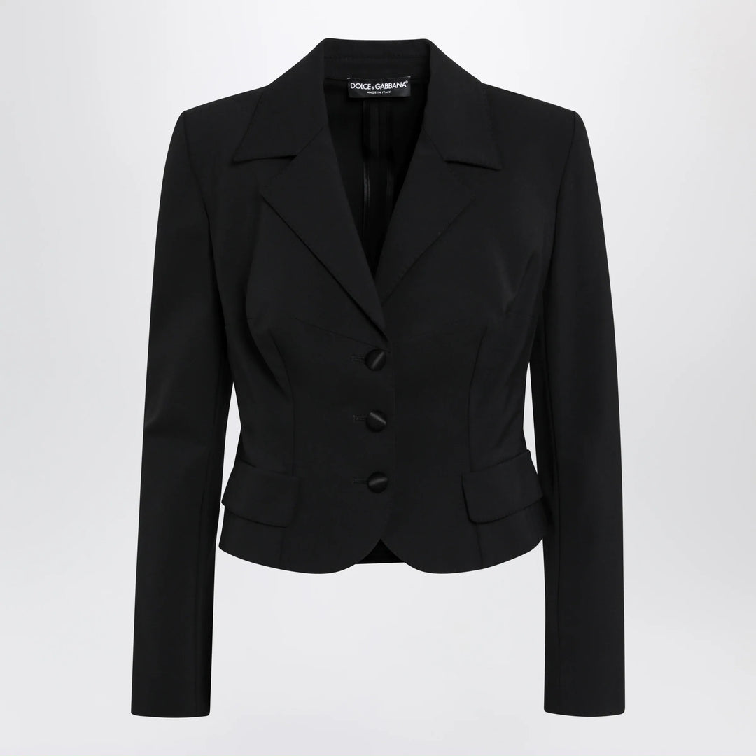 Dolce&Gabbana - Short single-breasted technical cady jacket, black Brand Apparel & Accessories > Clothing > Outerwear > Coats & Jackets 40  IT