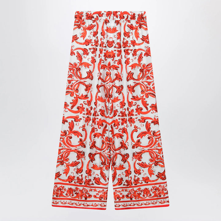 Dolce&amp;Gabbana - Wide-leg Majolica-print silk twill pants in orange Brand Apparel &amp; Accessories > Clothing > Pants