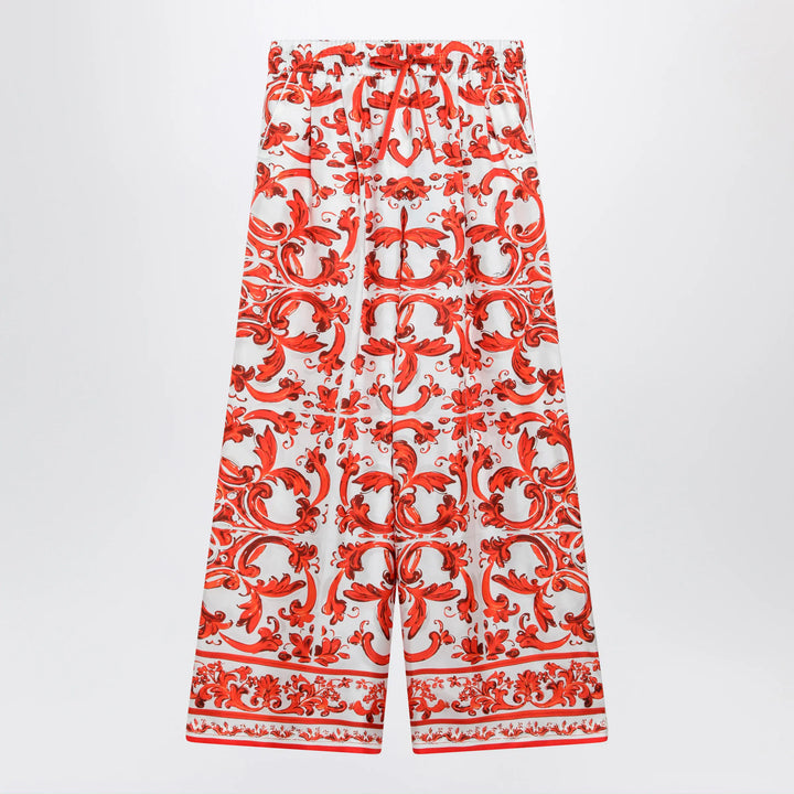 Dolce&amp;Gabbana - Wide-leg Majolica-print silk twill pants in orange Brand Apparel &amp; Accessories > Clothing > Pants 44  IT