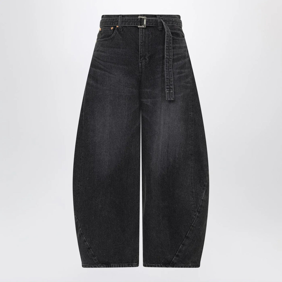 Sacai - Black wide-leg denim trousers Brand Apparel & Accessories > Clothing > Pants 1