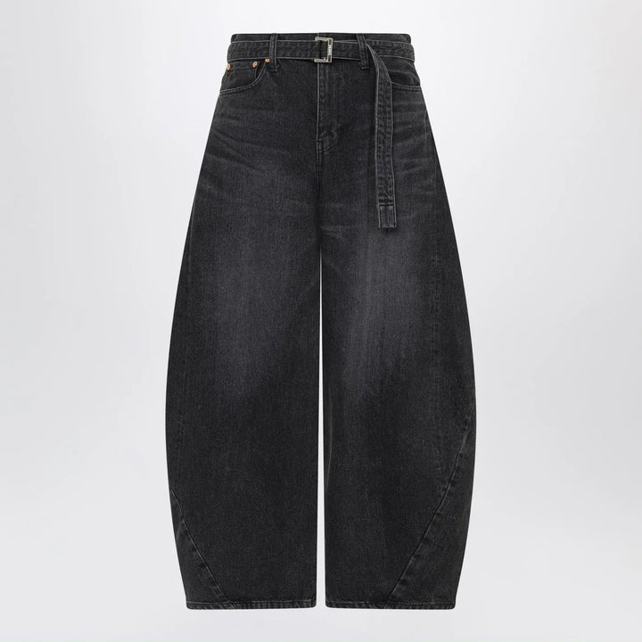 Sacai - Black wide-leg denim trousers Brand Apparel &amp; Accessories > Clothing > Pants 1