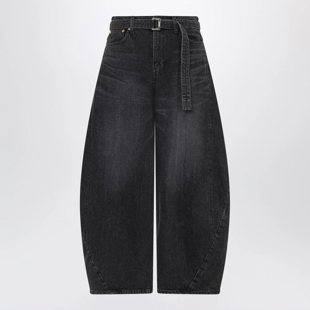 Sacai - Black wide-leg denim trousers Brand Apparel & Accessories > Clothing > Pants