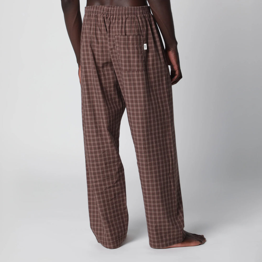 Tekla - Serra-colored cotton pajama pants with check pattern Brand Apparel & Accessories > Clothing > Pants