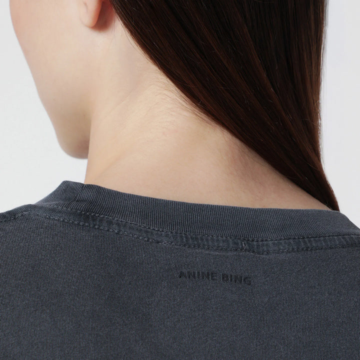 ANINE BING - Cade Tee Smiley graphic cotton T-shirt in Washed Grey Brand Apparel &amp; Accessories > Clothing > Shirts &amp; Tops