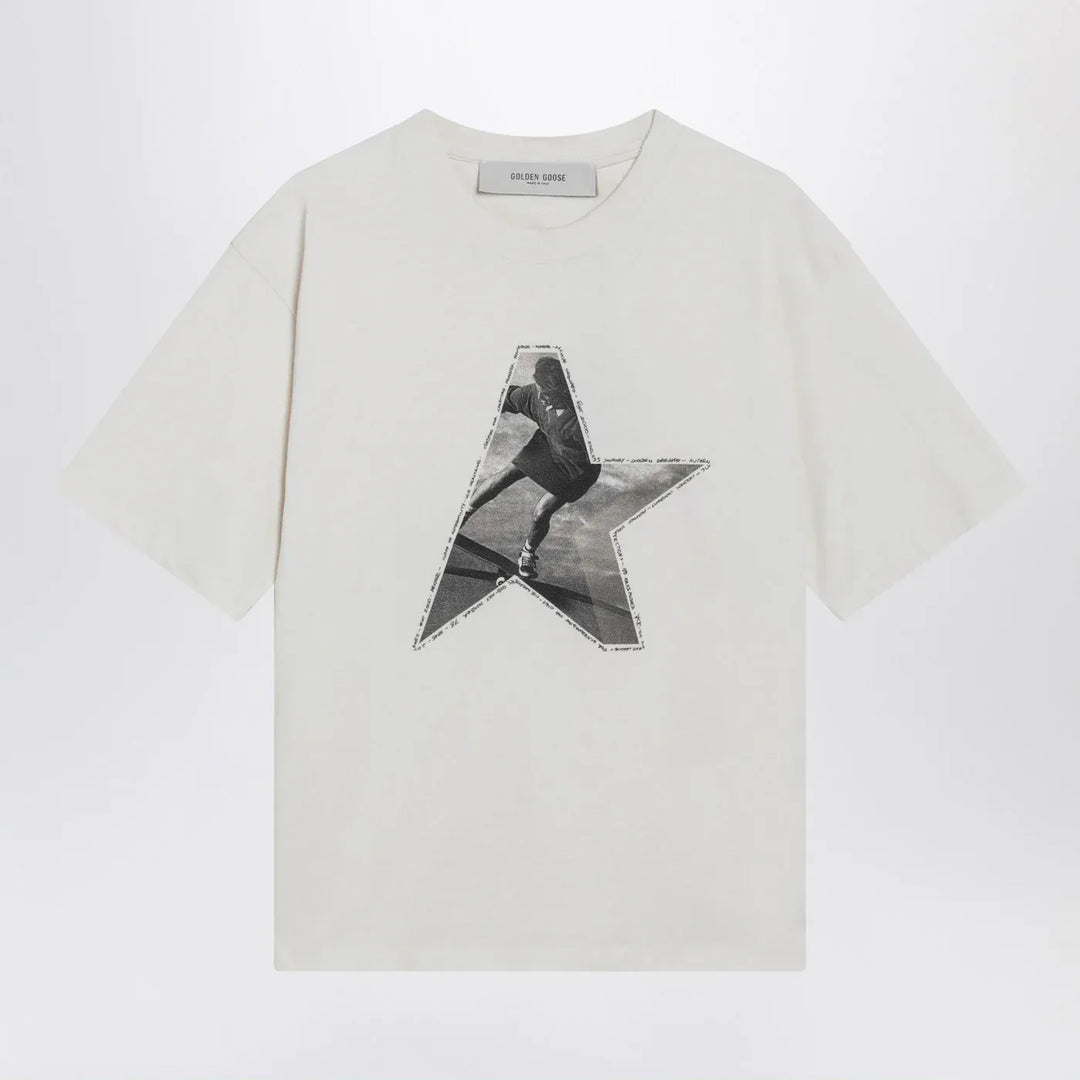 Golden Goose - White T-shirt with logo print Brand Apparel & Accessories > Clothing > Shirts & Tops L