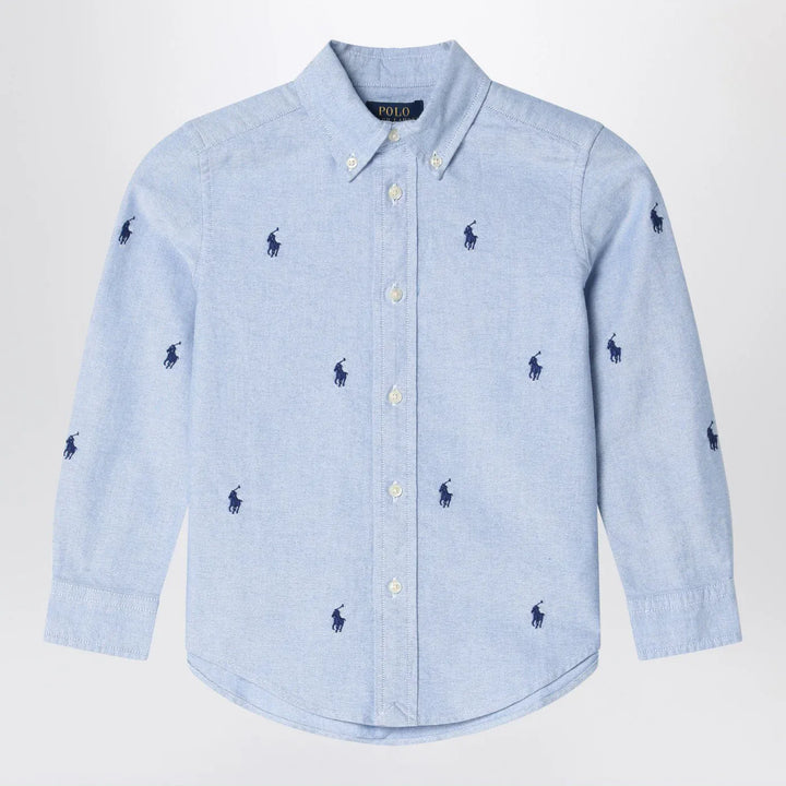 Polo Ralph Lauren - Light blue button-down shirt with logos Brand Apparel &amp; Accessories > Clothing > Shirts &amp; Tops 6