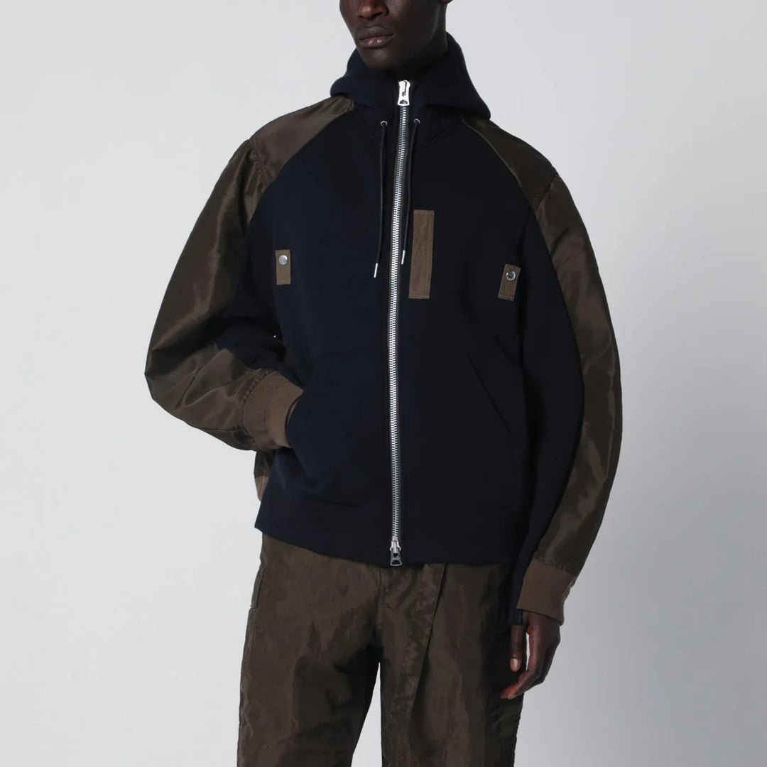 Sacai - Navy/kakhi cotton-blend hoodie Brand Apparel & Accessories > Clothing > Shirts & Tops 3
