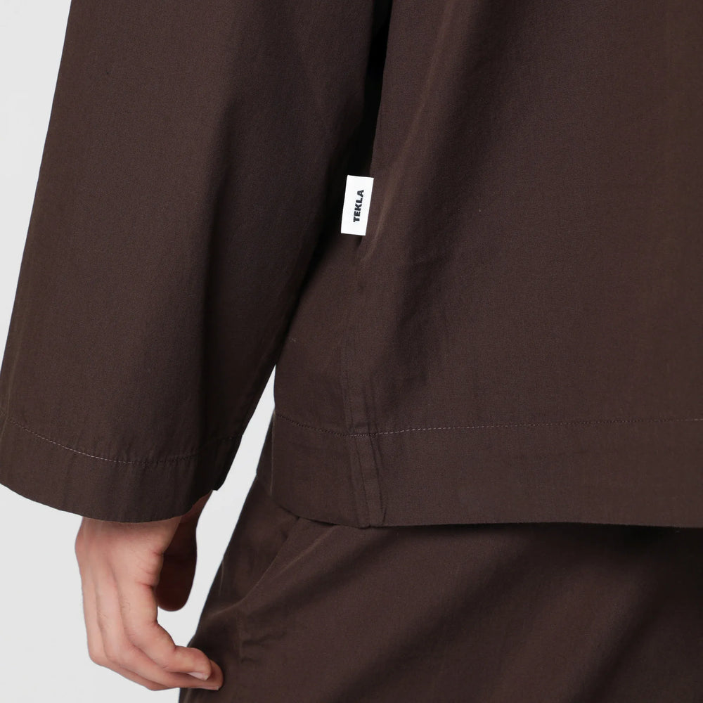 Tekla - Brown cotton pajama shirt Brand Apparel & Accessories > Clothing > Shirts & Tops