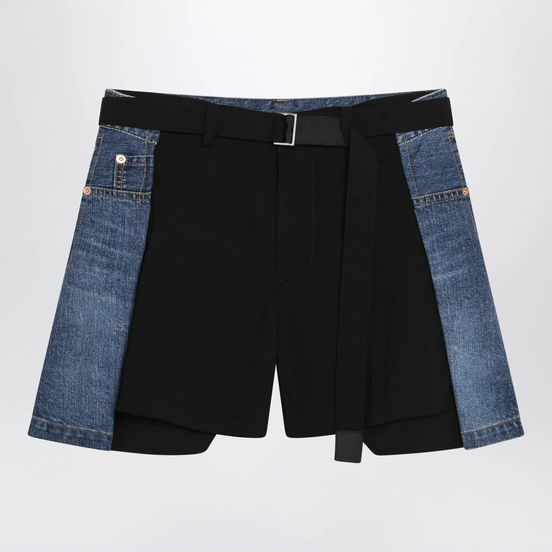 Sacai - Black wool and denim shorts Brand Apparel & Accessories > Clothing > Shorts 2