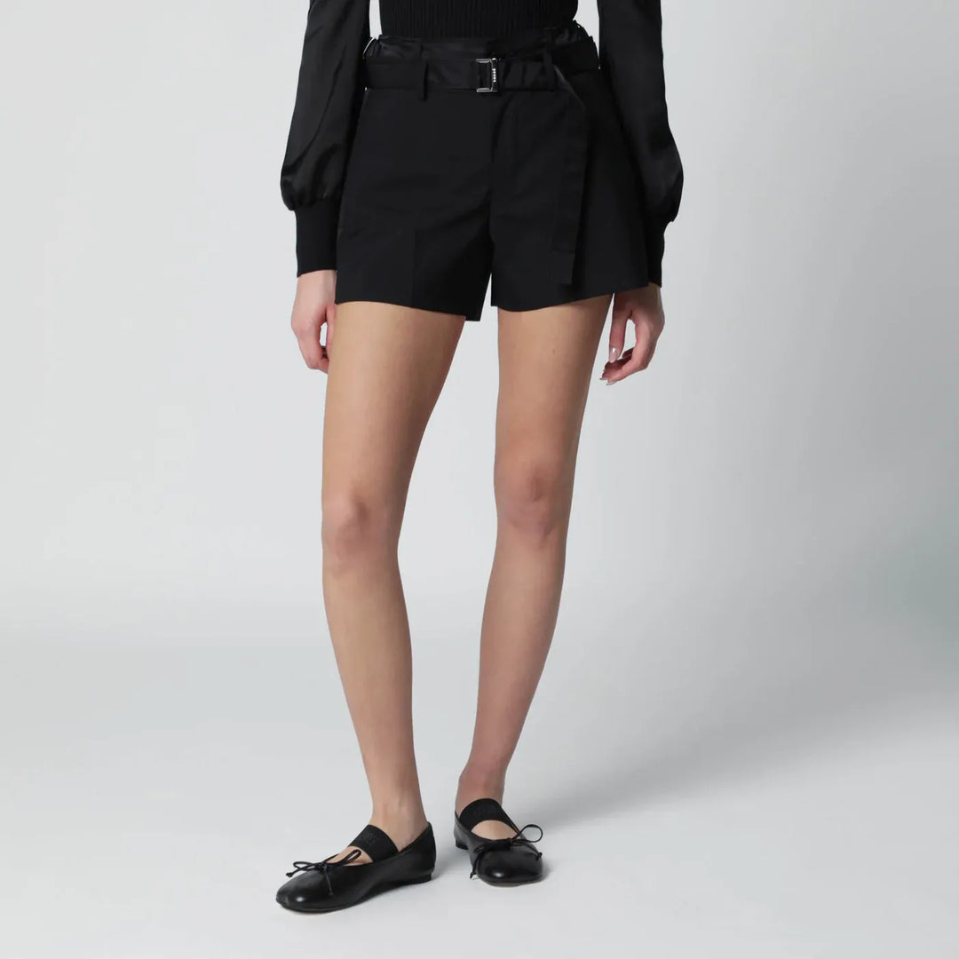 Sacai - Black wool-blend Shorts Brand Apparel & Accessories > Clothing > Shorts 2