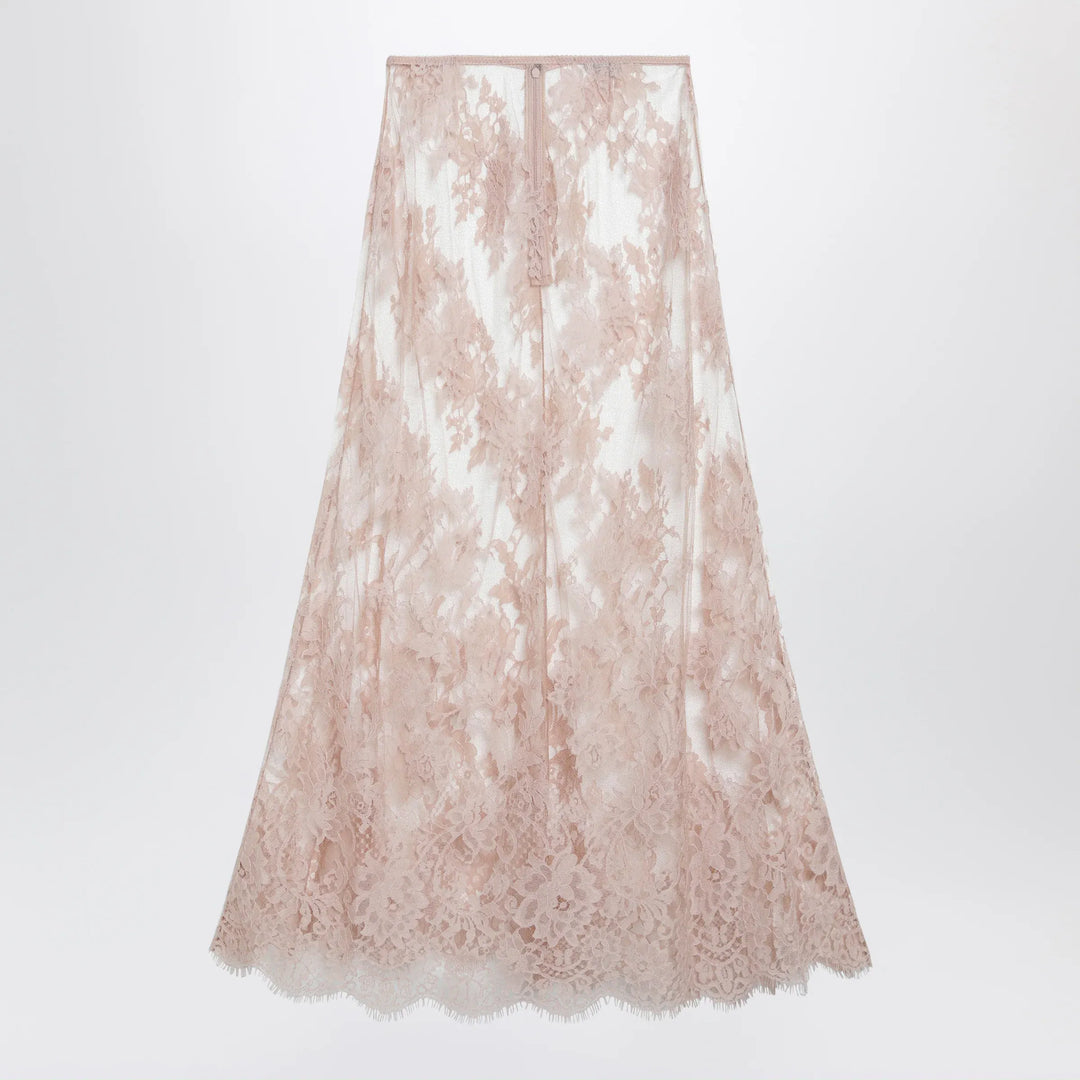 Dolce&Gabbana - Chantilly lace midi skirt in pink Brand Apparel & Accessories > Clothing > Skirts 40  IT