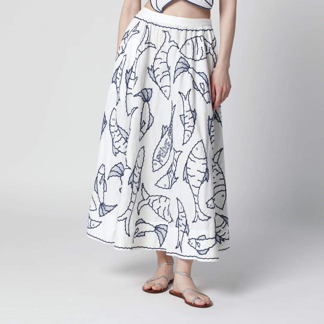 FARM Rio - Midi skirt with marine embroidery Brand Apparel & Accessories > Clothing > Skirts XS