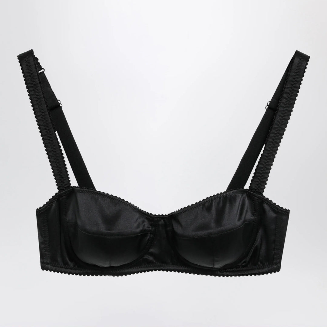 Dolce&Gabbana - Balconette bra in stretch silk satin, black Brand Apparel & Accessories 1B