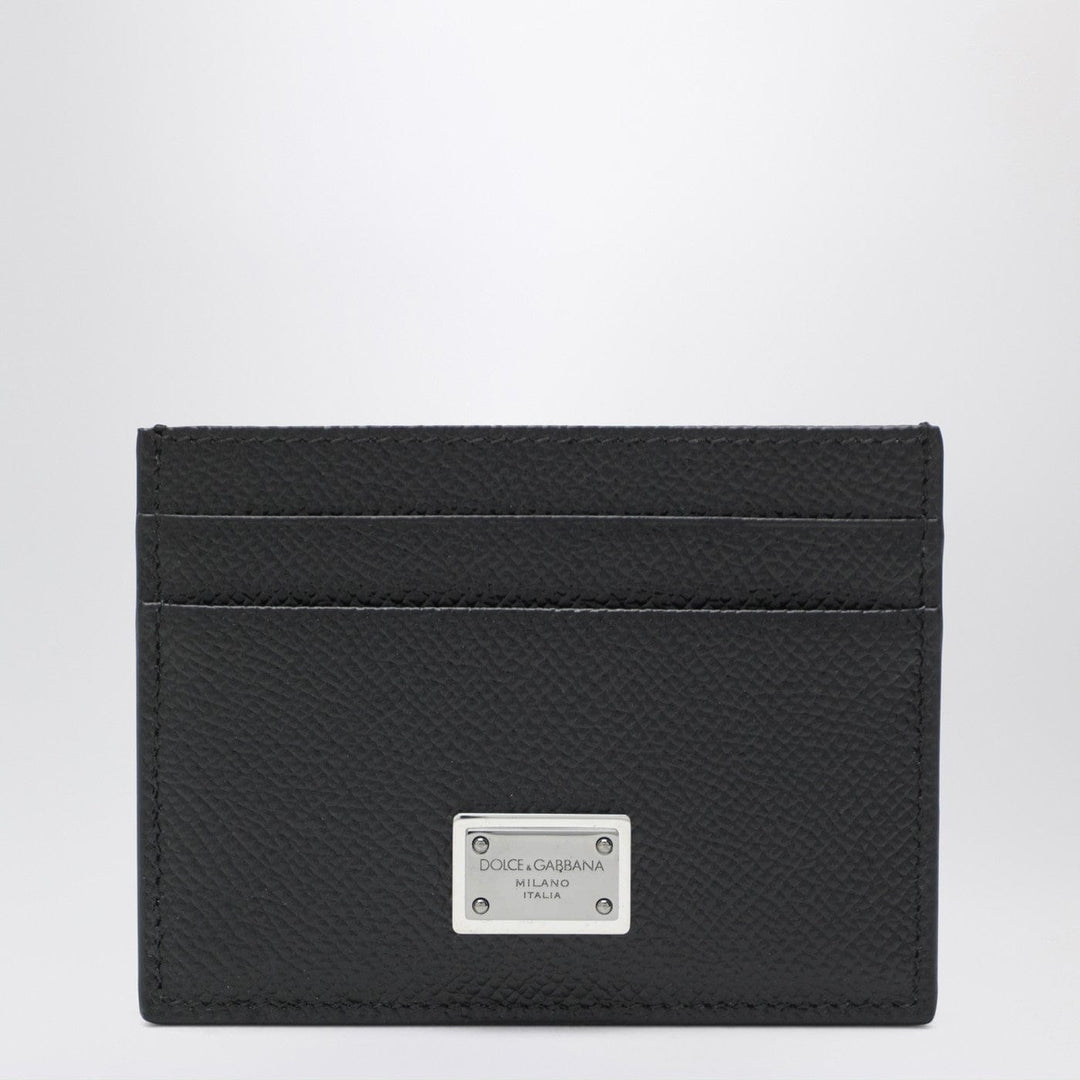 Apparel & Accessories TU Dolce&Gabbana - Black dauphine leather card holder with logo plaque Brand