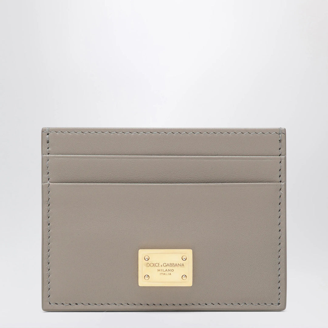 Dolce&Gabbana - Taupe leather card holder with logo plaque Brand Apparel & Accessories