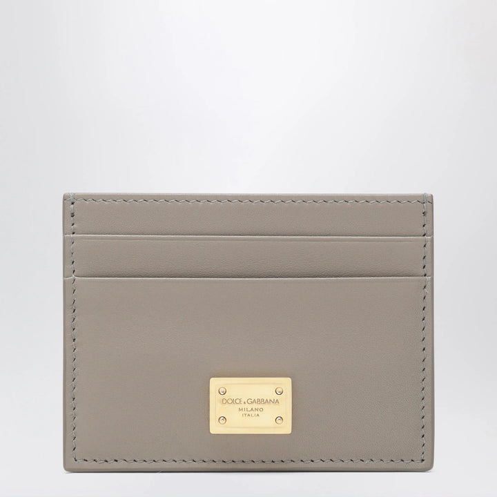 Dolce&amp;Gabbana - Taupe leather card holder with logo plaque Brand Apparel &amp; Accessories