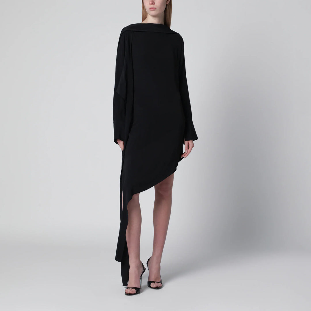 Francesco Murano - Black asymmetric silk-blend dress Brand Apparel & Accessories 38  IT