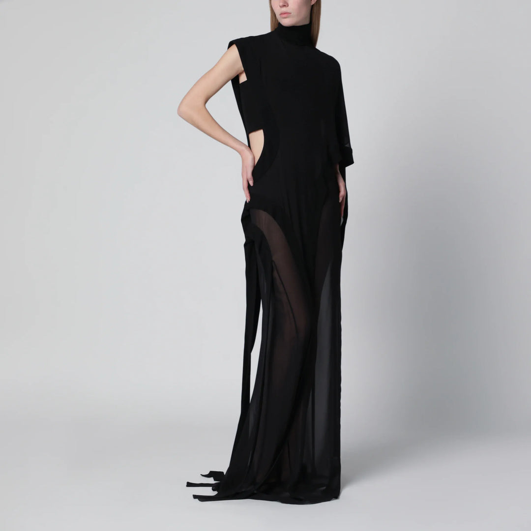 Francesco Murano - Long black one-shoulder silk dress Brand Apparel & Accessories 40  IT