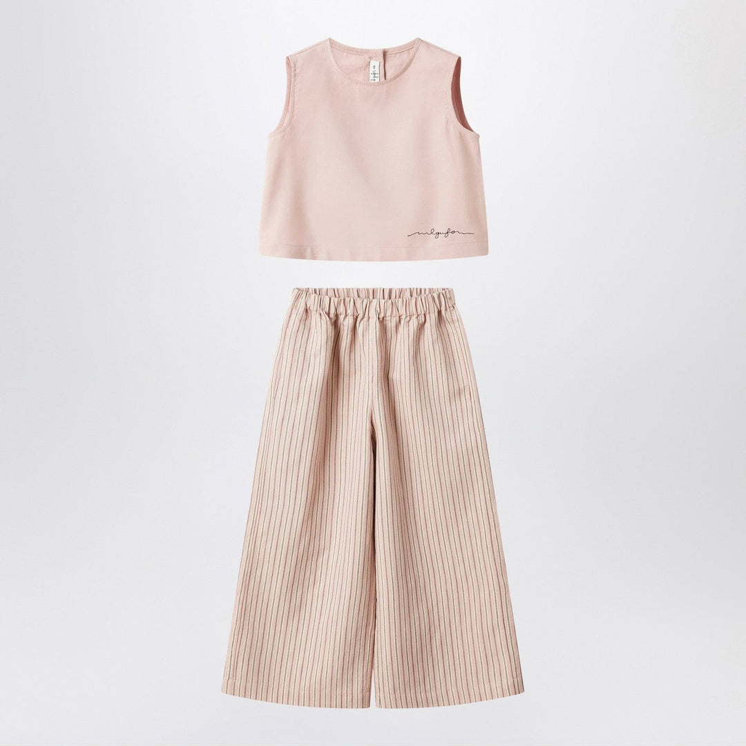 Apparel & Accessories 2A Il Gufo - Blush pink striped outfit Brand